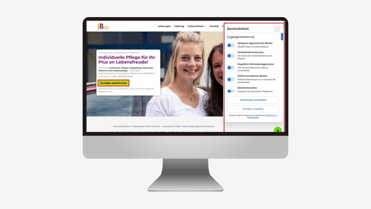 Barrierefreiheit Website Schwester Bianca Eisenach